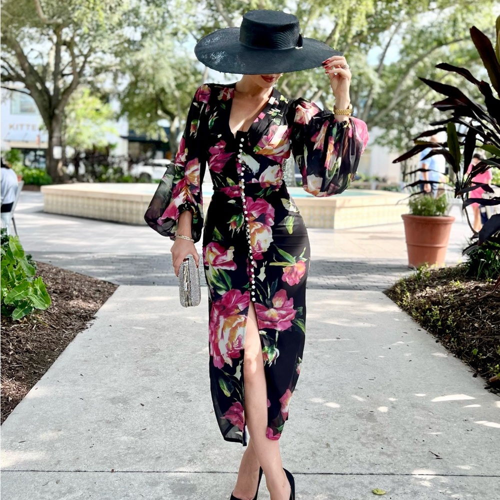 Flower printed midi dress